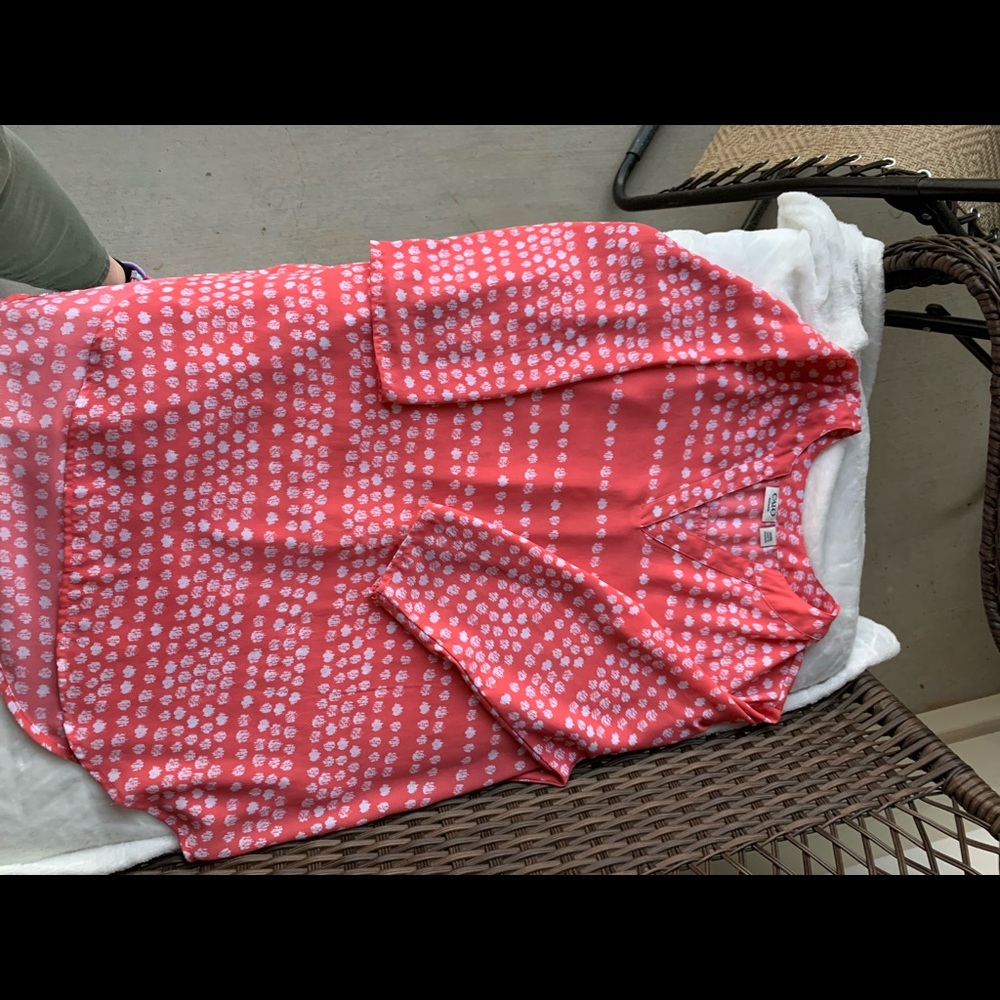 CATO , Coral,  3/4, silky blouse